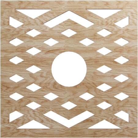 Ekena Millwork Chevron Wood Fretwork Pierced Ceiling Medallion, Red Oak, 16"OD x 4 1/8"ID x 3/8"T CMWP16X16X0375CHRO